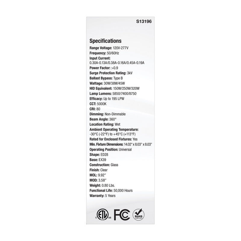 Satco S13196 Light Bulb, Clear