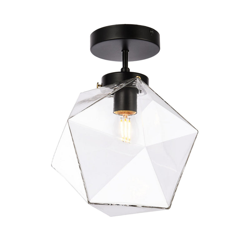 Elegant Lighting LD2346BK One Light Flush Mount, Black