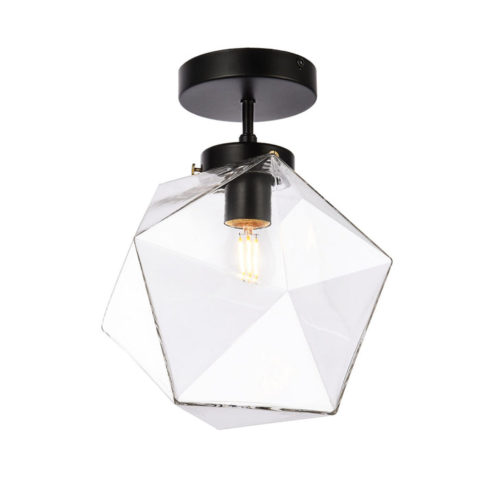 Elegant Lighting LD2346BK One Light Flush Mount, Black