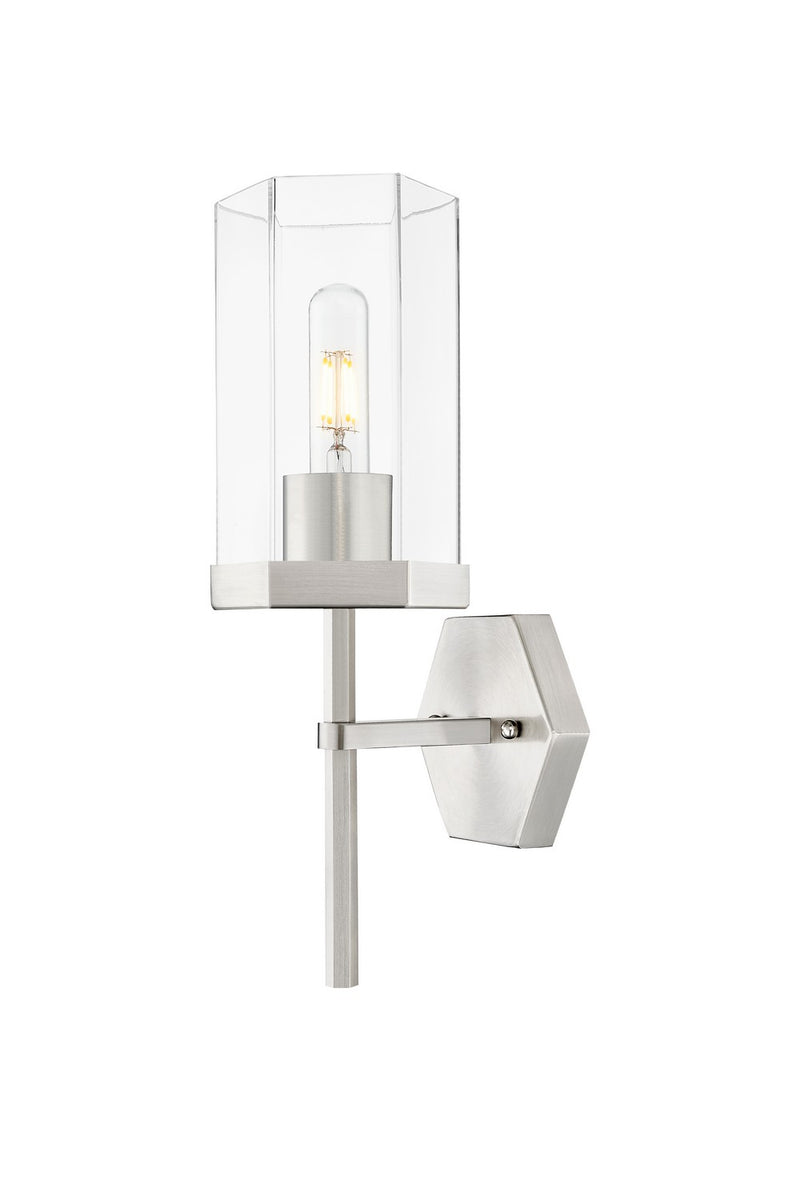 Innovations 463-1W-SN-G463-8CL One Light Wall Sconce, Satin Nickel