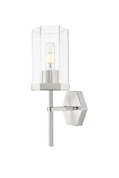 Innovations 463-1W-SN-G463-8CL One Light Wall Sconce, Satin Nickel