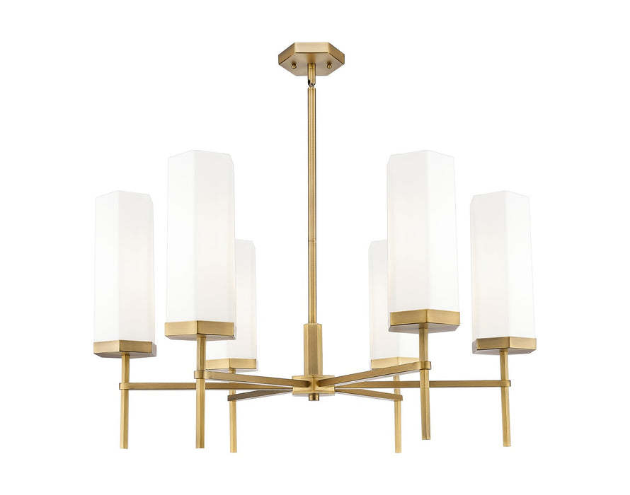 Innovations 463-6CR-BB-G463-12WH Six Light Chandelier, Brushed Brass