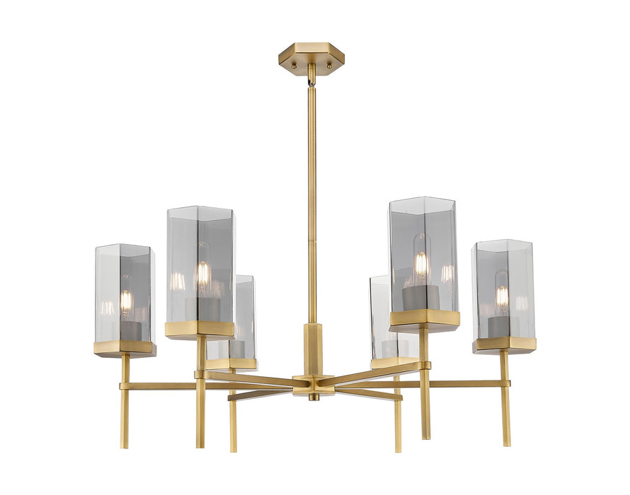 Innovations 463-6CR-BB-G463-8SM Six Light Chandelier, Brushed Brass