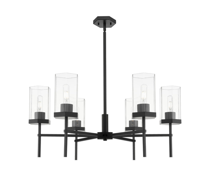 Innovations 463-6CR-BK-G463-8CL Six Light Chandelier, Matte Black