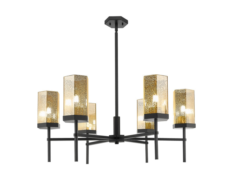 Innovations 463-6CR-BK-G463-8ME Six Light Chandelier, Matte Black