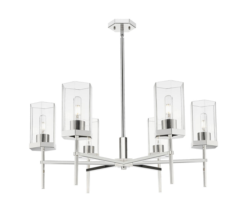 Innovations 463-6CR-PN-G463-8CL Six Light Chandelier, Polished Nickel