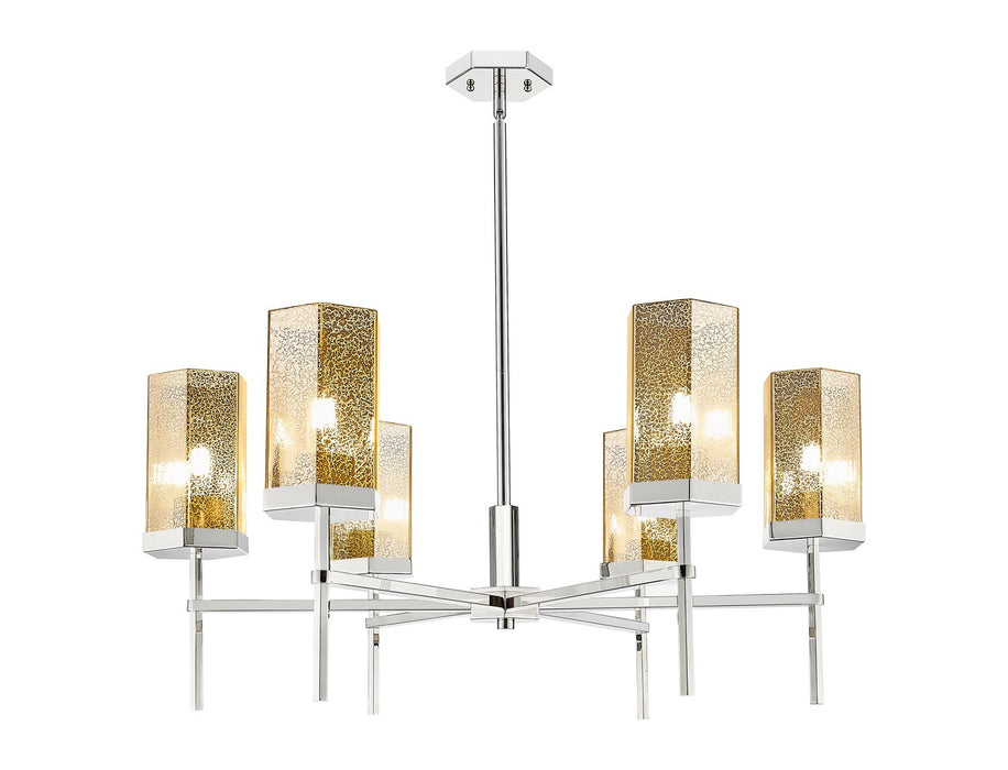 Innovations 463-6CR-PN-G463-8ME Six Light Chandelier, Polished Nickel