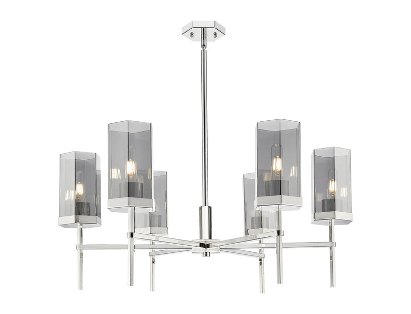 Innovations 463-6CR-PN-G463-8SM Six Light Chandelier, Polished Nickel