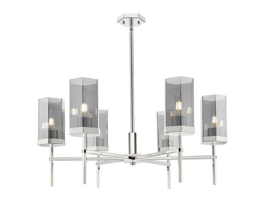 Innovations 463-6CR-PN-G463-8SM Six Light Chandelier, Polished Nickel