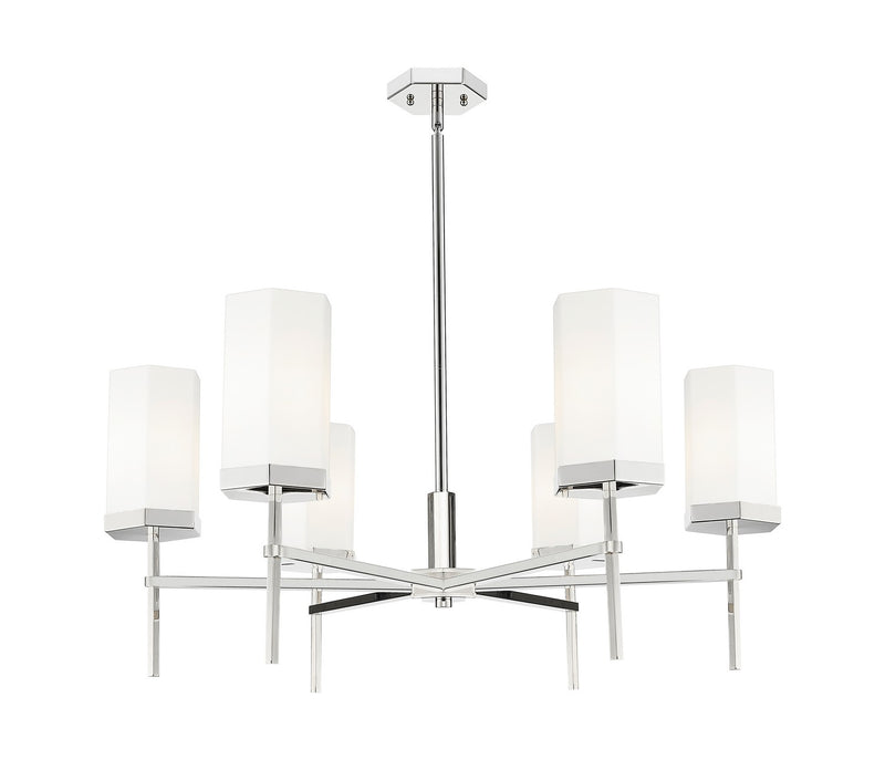 Innovations 463-6CR-PN-G463-8WH Six Light Chandelier, Polished Nickel