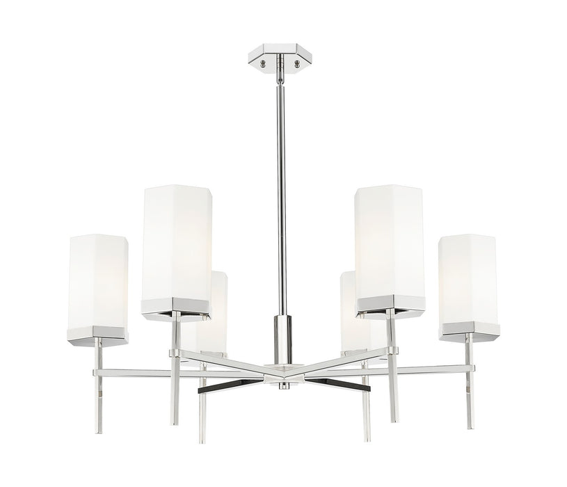Innovations 463-6CR-PN-G463-8WH Six Light Chandelier, Polished Nickel