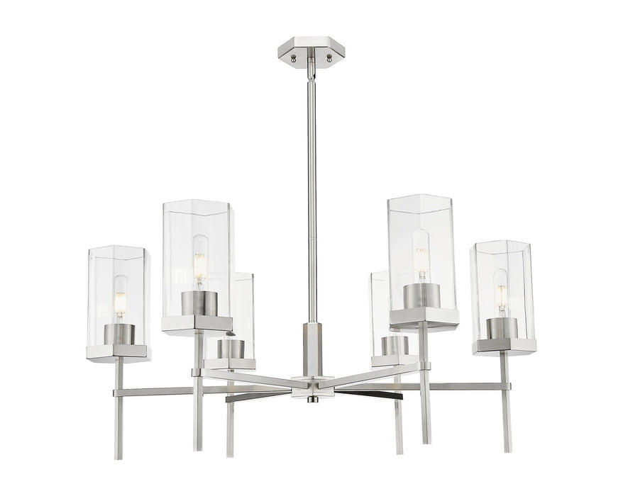 Innovations 463-6CR-SN-G463-8CL Six Light Chandelier, Satin Nickel