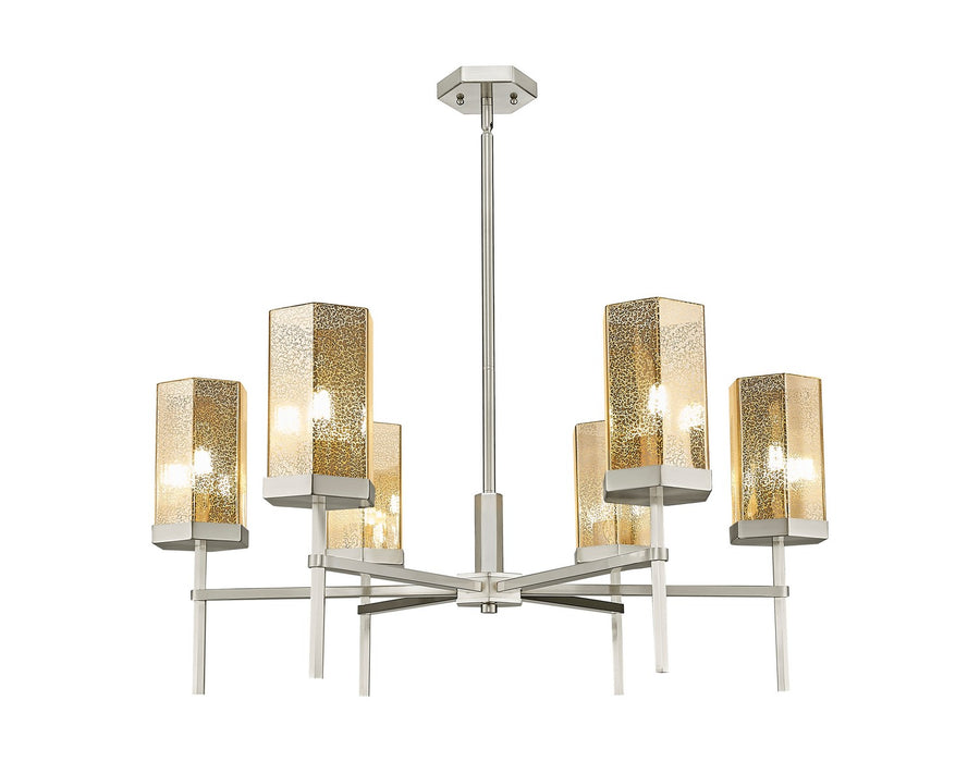 Innovations 463-6CR-SN-G463-8ME Six Light Chandelier, Satin Nickel