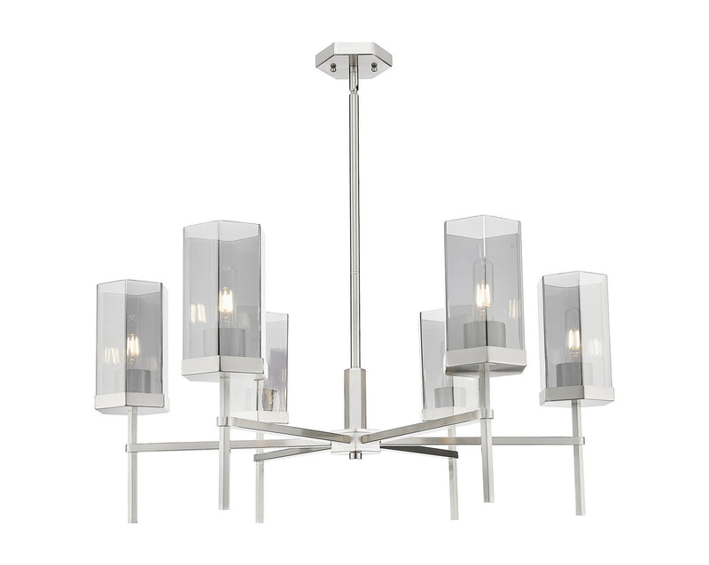 Innovations 463-6CR-SN-G463-8SM Six Light Chandelier, Satin Nickel