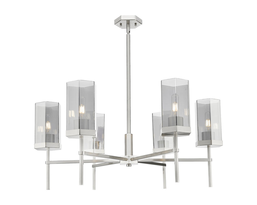 Innovations 463-6CR-SN-G463-8SM Six Light Chandelier, Satin Nickel