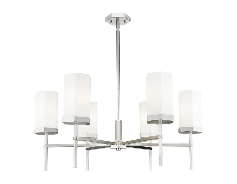 Innovations 463-6CR-SN-G463-8WH Six Light Chandelier, Satin Nickel