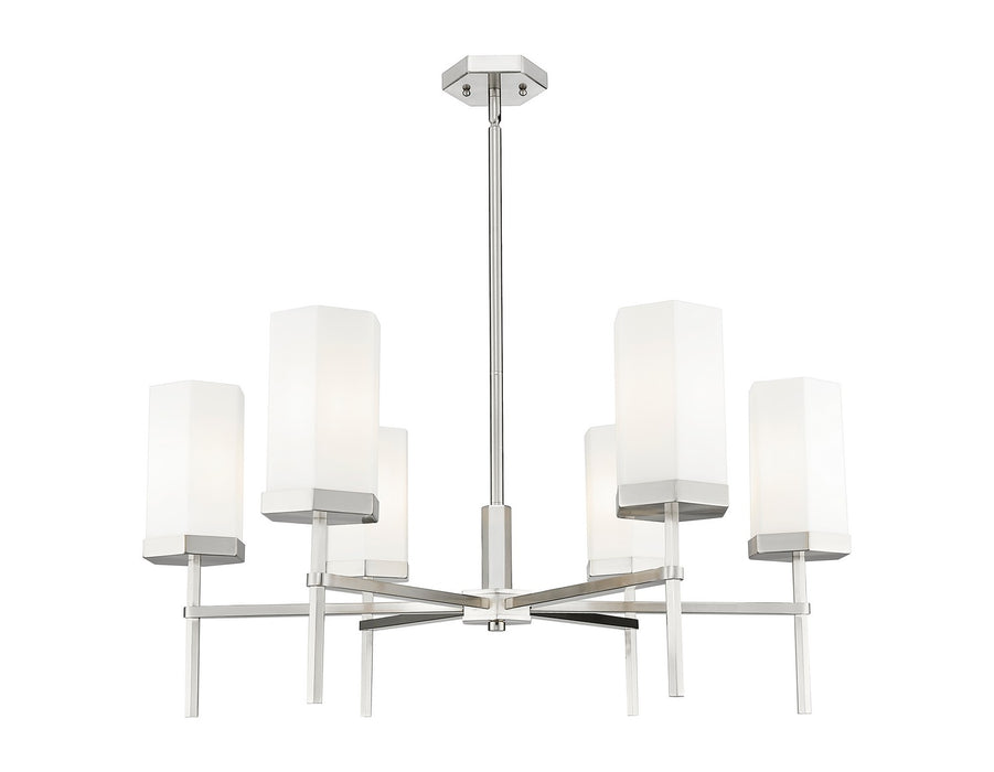 Innovations 463-6CR-SN-G463-8WH Six Light Chandelier, Satin Nickel