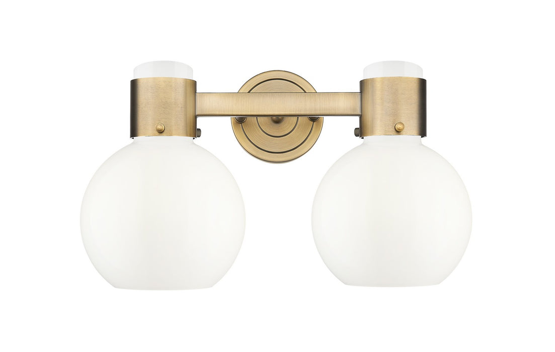 Innovations 464-2W-BB-G464B-7GW Two Light Bath Vanity, Brushed Brass