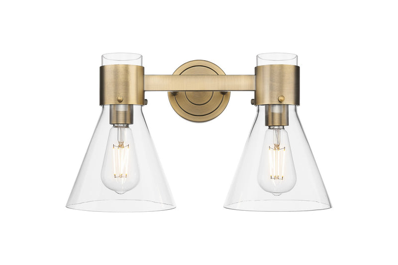Innovations 464-2W-BB-G464C-7CL Two Light Bath Vanity, Brushed Brass