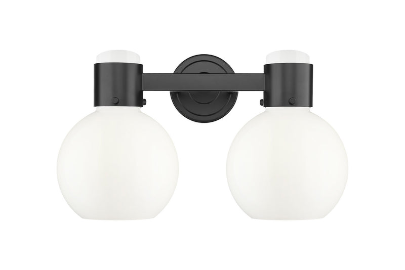 Innovations 464-2W-BK-G464B-7GW Two Light Bath Vanity, Matte Black