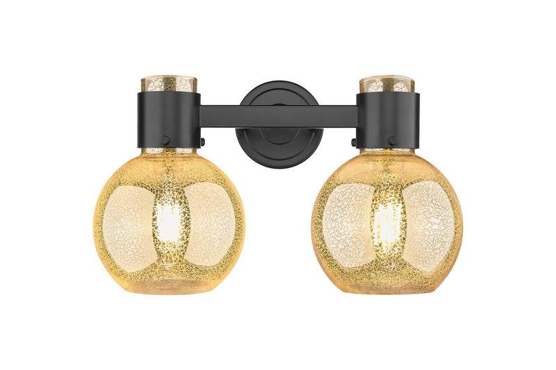 Innovations 464-2W-BK-G464B-7ME Two Light Bath Vanity, Matte Black