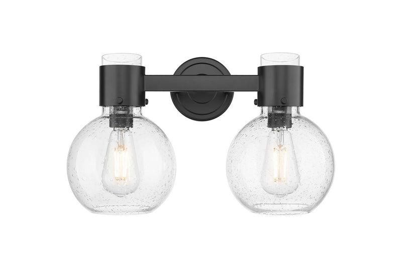 Innovations 464-2W-BK-G464B-7SDY Two Light Bath Vanity, Matte Black