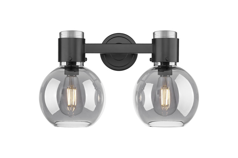 Innovations 464-2W-BK-G464B-7SM Two Light Bath Vanity, Matte Black