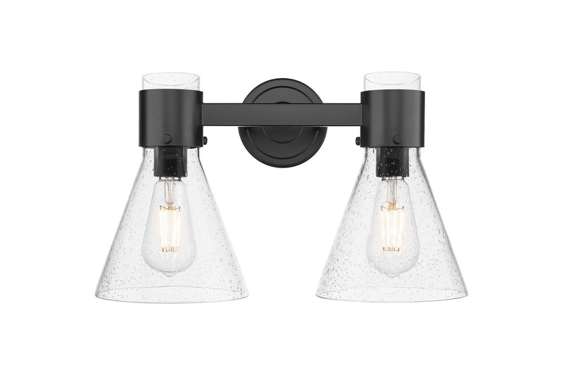 Innovations 464-2W-BK-G464C-7SDY Two Light Bath Vanity, Matte Black