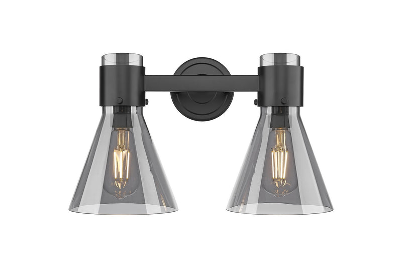 Innovations 464-2W-BK-G464C-7SM Two Light Bath Vanity, Matte Black