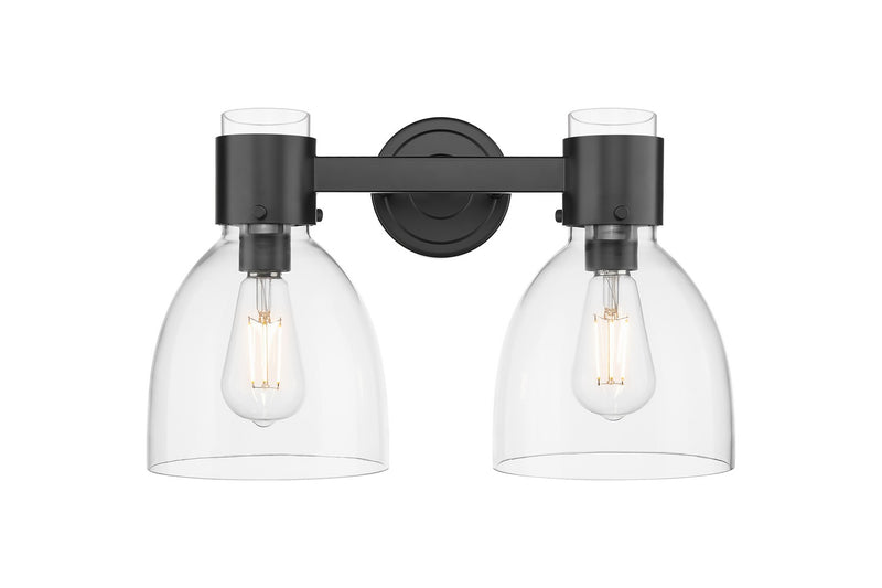 Innovations 464-2W-BK-G464D-7CL Two Light Bath Vanity, Matte Black