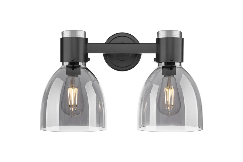 Innovations 464-2W-BK-G464D-7SM Two Light Bath Vanity, Matte Black
