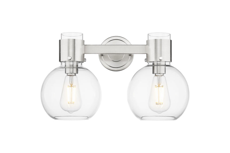 Innovations 464-2W-SN-G464B-7CL Two Light Bath Vanity, Satin Nickel