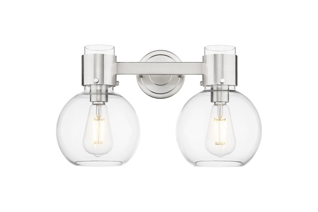 Innovations 464-2W-SN-G464B-7CL Two Light Bath Vanity, Satin Nickel