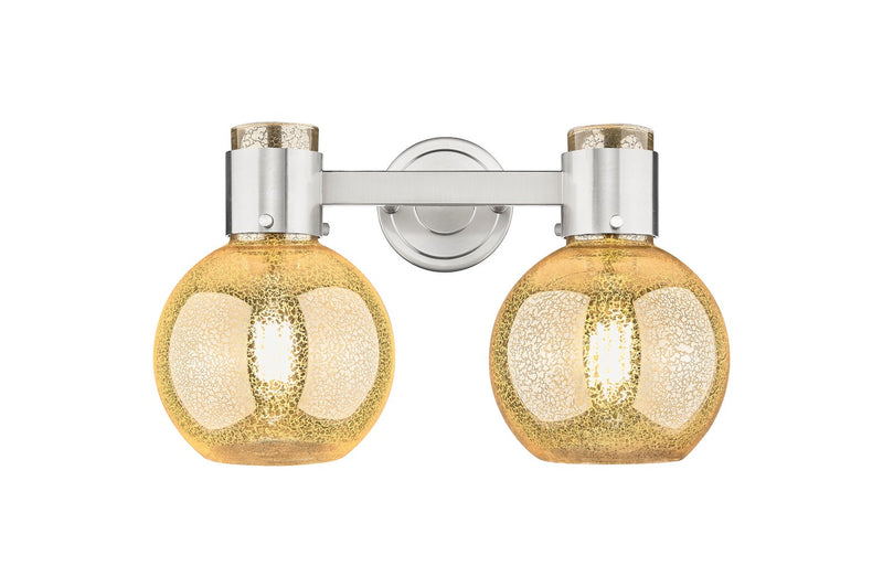 Innovations 464-2W-SN-G464B-7ME Two Light Bath Vanity, Brushed Satin Nickel