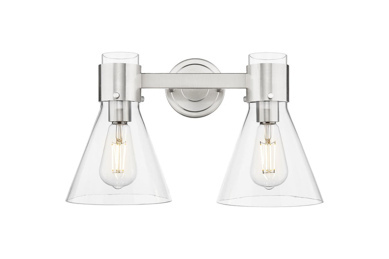 Innovations 464-2W-SN-G464C-7CL Two Light Bath Vanity, Satin Nickel