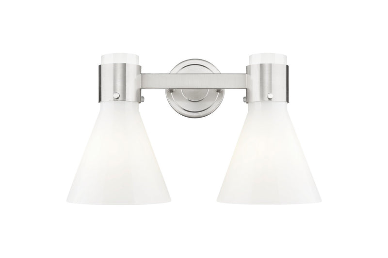 Innovations 464-2W-SN-G464C-7GW Two Light Bath Vanity, Satin Nickel