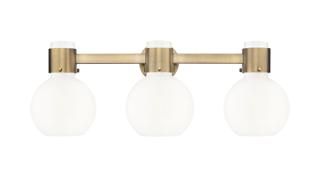 Innovations 464-3W-BB-G464B-7GW Three Light Bath Vanity, Brushed Brass