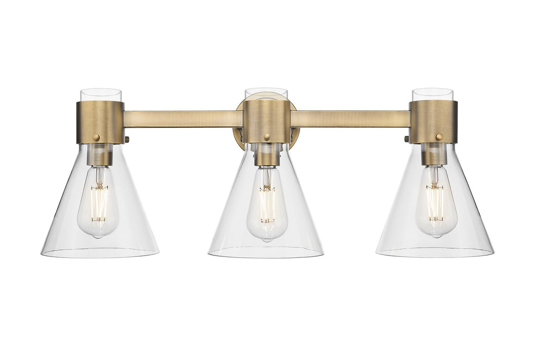 Innovations 464-3W-BB-G464C-7CL Three Light Bath Vanity, Brushed Brass