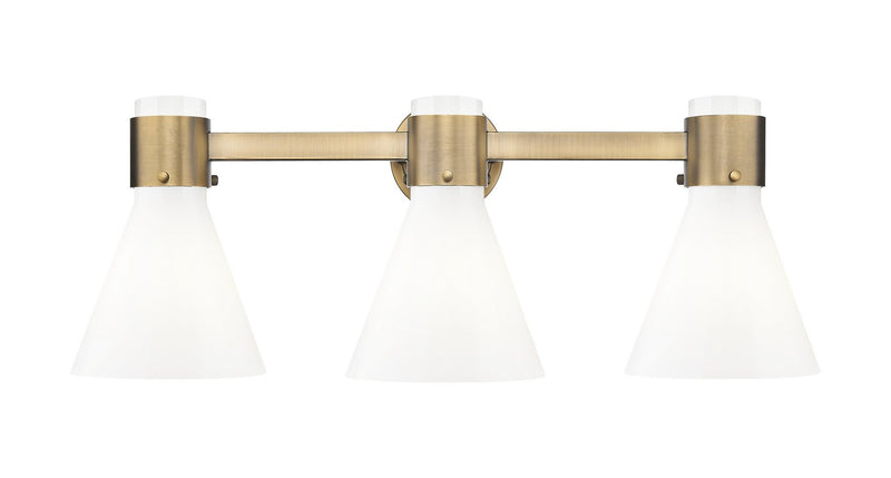 Innovations 464-3W-BB-G464C-7GW Three Light Bath Vanity, Brushed Brass