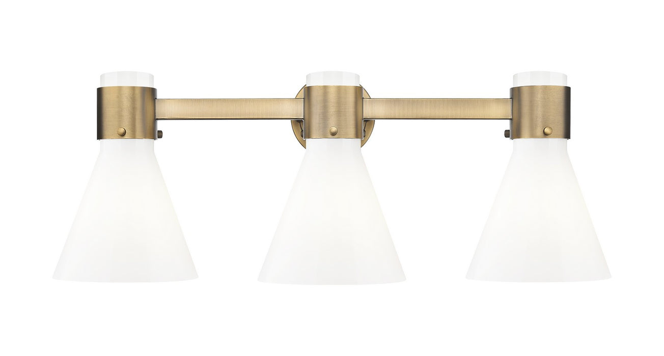 Innovations 464-3W-BB-G464C-7GW Three Light Bath Vanity, Brushed Brass