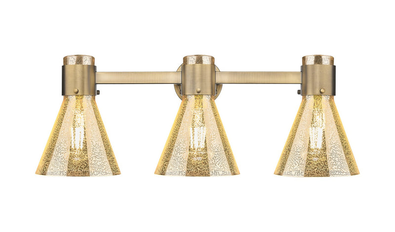 Innovations 464-3W-BB-G464C-7ME Three Light Bath Vanity, Brushed Brass