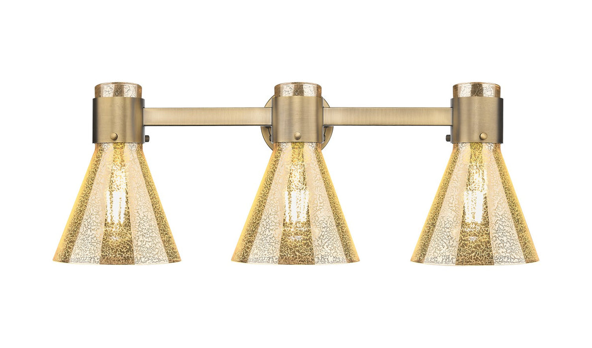 Innovations 464-3W-BB-G464C-7ME Three Light Bath Vanity, Brushed Brass