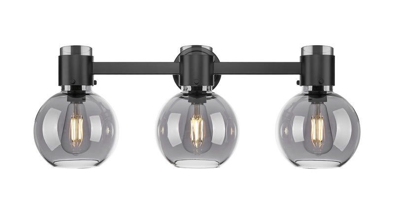 Innovations 464-3W-BK-G464B-7SM Three Light Bath Vanity, Matte Black