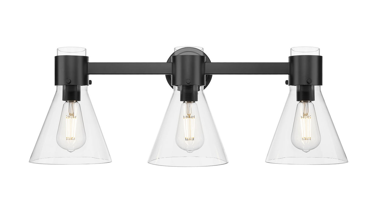 Innovations 464-3W-BK-G464C-7CL Three Light Bath Vanity, Matte Black