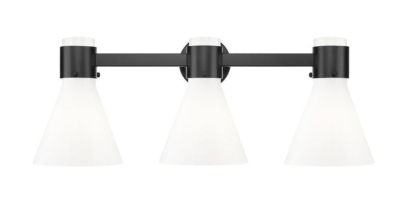Innovations 464-3W-BK-G464C-7GW Three Light Bath Vanity, Matte Black