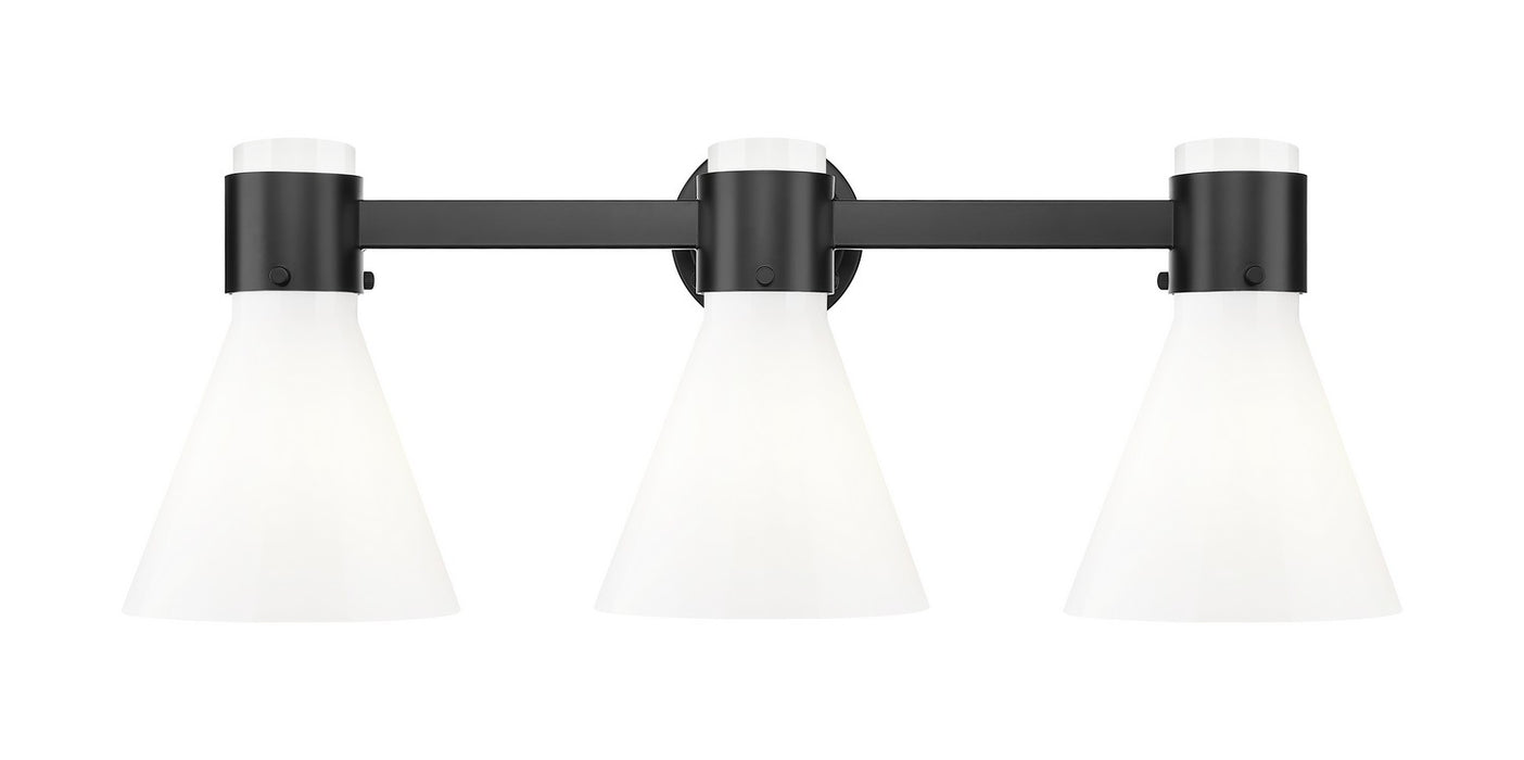 Innovations 464-3W-BK-G464C-7GW Three Light Bath Vanity, Matte Black