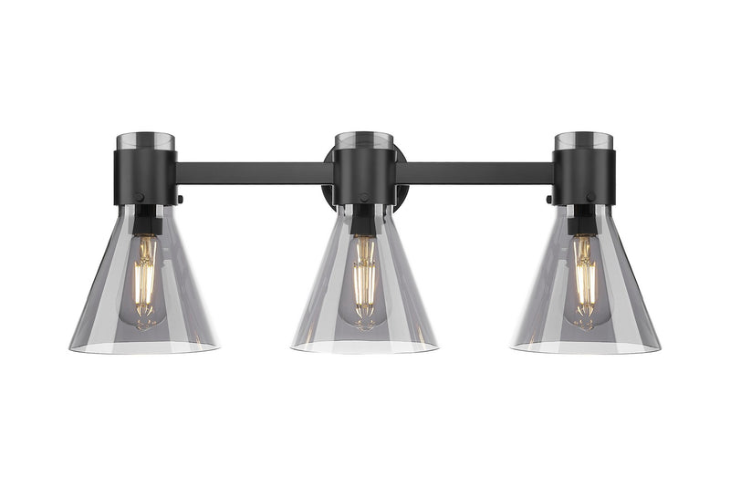 Innovations 464-3W-BK-G464C-7SM Three Light Bath Vanity, Matte Black