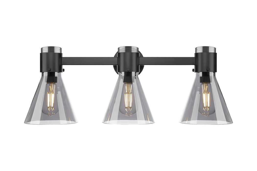 Innovations 464-3W-BK-G464C-7SM Three Light Bath Vanity, Matte Black