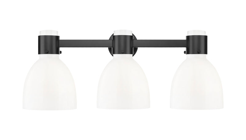 Innovations 464-3W-BK-G464D-7GW Three Light Bath Vanity, Matte Black