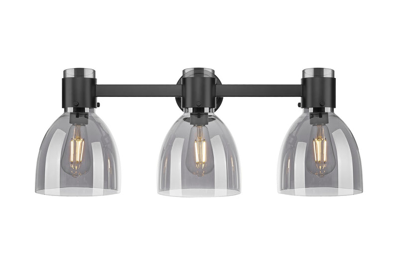 Innovations 464-3W-BK-G464D-7SM Three Light Bath Vanity, Matte Black
